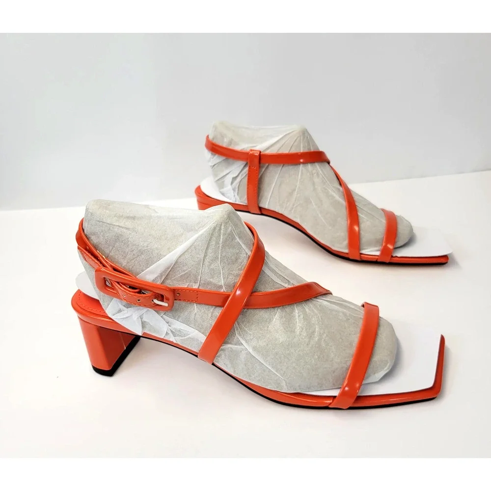 Katy Perry Sandal Wanderering hoes Womens Size 6.5M Flame Orange Strappy Vibrant